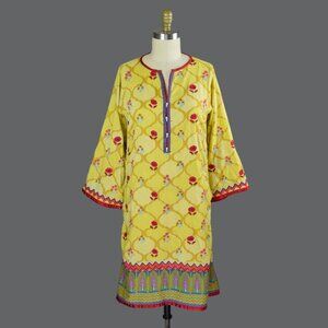 KHAADI PRET INDIAN PAKISTANI EMBROIDERED YELLOW KURTA